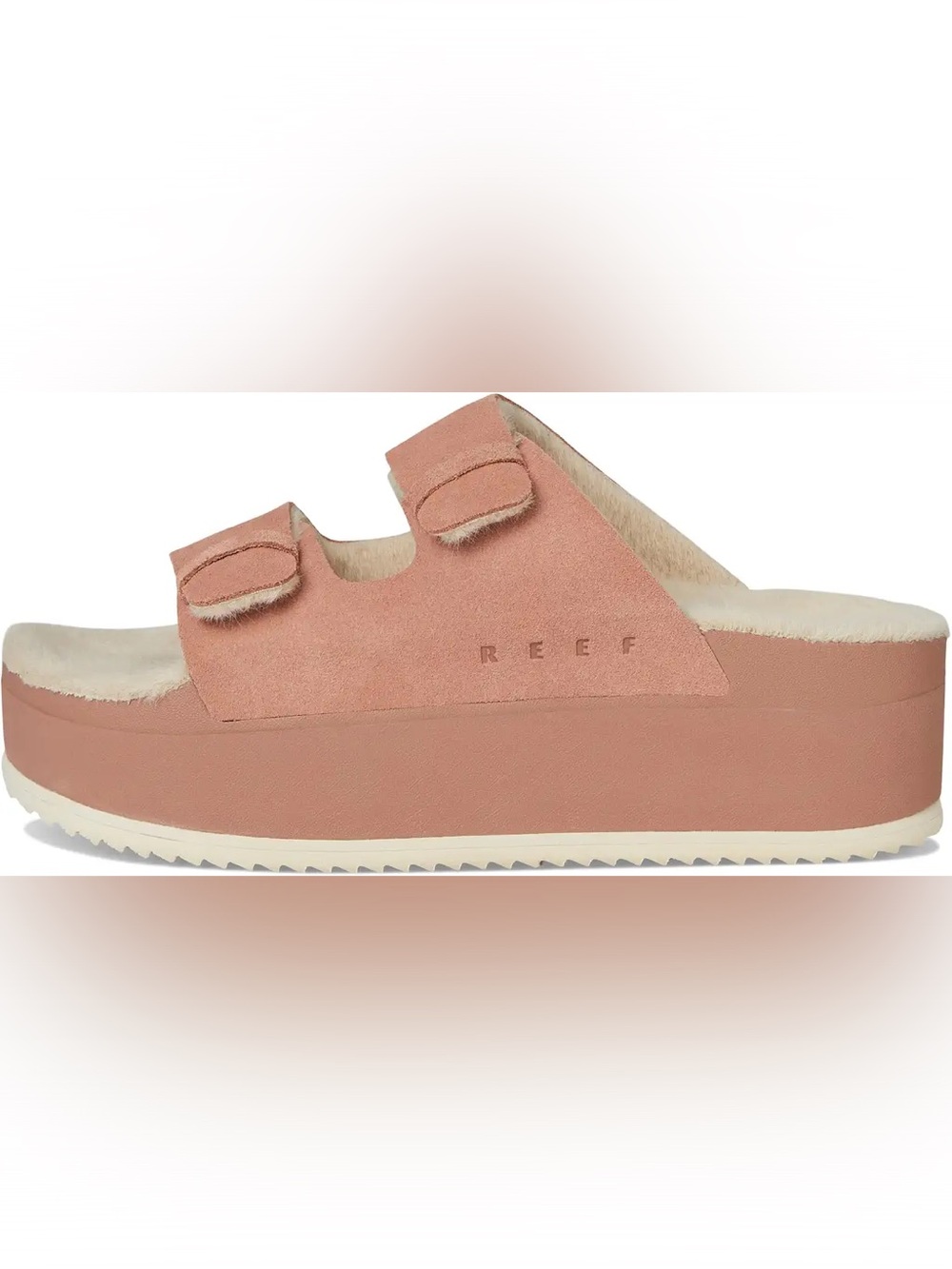 REEF OKAI CIARA SUEDE PLATFORM SANDALS IN CORK PINK 7 - Picture 3 of 10